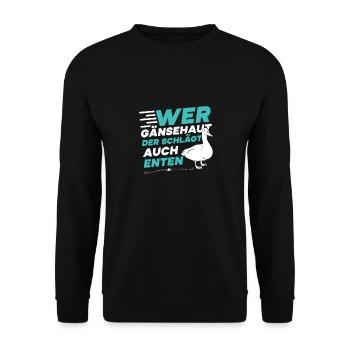 Faschingskostüm WER GÄNSEHAUT DER SCHLÄGT ENTEN - Unisex Pullover - Schwarz - Vorne - Alina (178cm) & Michal (187cm)