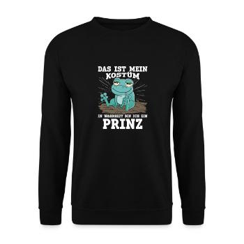 Froschkostüm DAS IST MEIN KOSTÜM BIN EIN PRINZ - Unisex Pullover - Schwarz - Vorne - Alina (178cm) & Michal (187cm)