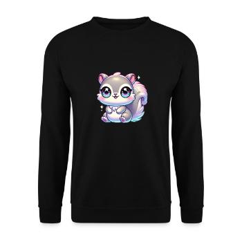 Super Cute Kawaii Baby Squirrel - Unisex Pullover - Schwarz - Vorne - Alina (178cm) & Michal (187cm)