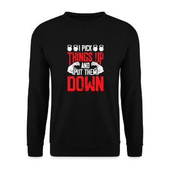 Je ramasse des choses et je les pose - Sweat-shirt Unisexe - noir - Devant - Alina (178cm) & Michal (187cm)