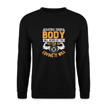 Liebe deinen Körper Fitness Motivation - Unisex Pullover - Schwarz - Vorne - Alina (178cm) & Michal (187cm)