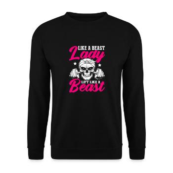 Lift Like A Beast Fitness Lady Design - Unisex Sweatshirt - black - Front - Alina (178cm) & Michal (187cm)