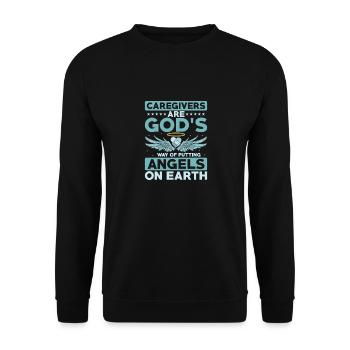 Caregivers Are God's Way Of Putting Angels On Eart - Unisex Pullover - Schwarz - Vorne - Alina (178cm) & Michal (187cm)