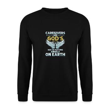 Caregivers Are God's Way Of Putting Angels On Eart - Unisex Pullover - Schwarz - Vorne - Alina (178cm) & Michal (187cm)