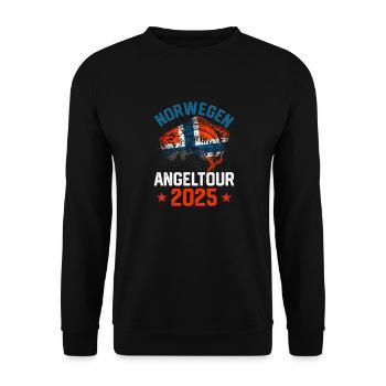 Norwegen Angelurlaub 2025 Angeltour - Unisex Pullover - Schwarz - Vorne - Alina (178cm) & Michal (187cm)