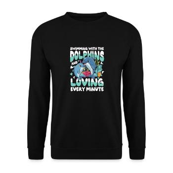 Swimming With The Dolphins - Unisex Pullover - Schwarz - Vorne - Alina (178cm) & Michal (187cm)