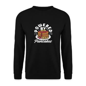 Powered by Pancakes Enjoyment - Unisex Sweatshirt - black - Front - Alina (178cm) & Michal (187cm)
