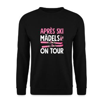 Après Ski Mädels On Tour - Unisex Pullover - Schwarz - Vorne - Alina (178cm) & Michal (187cm)