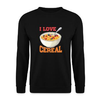 I Love Cereal 15 - Unisex Pullover - Schwarz - Vorne - Alina (178cm) & Michal (187cm)