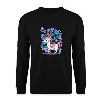 Bébé Poney Cheval Chevaux Enfants Enfant Fleurs - Sweat-shirt Unisexe - noir - Devant - Alina (178cm) & Michal (187cm)