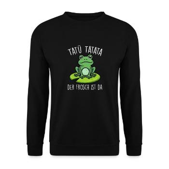 Faschings Kostüm TATÜ TATATA DER FROSCH IST DA - Unisex Pullover - Schwarz - Vorne - Alina (178cm) & Michal (187cm)