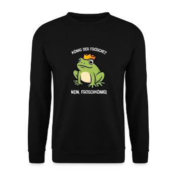 Karneval Kostüm Party KÖNIG DER FRÖSCHE NEIN! - Unisex Pullover - Schwarz - Vorne - Alina (178cm) & Michal (187cm)