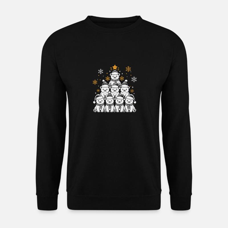 Weihnachtsbaum Eisbär - Unisex Pullover - Schwarz