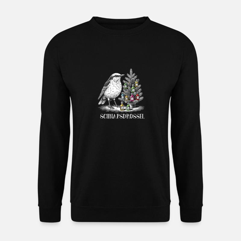Schnaps Drossel Vogel Weihnachten - Unisex Pullover - Schwarz