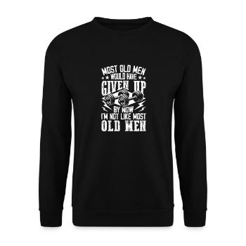 Not like most old men - Unisex Sweatshirt - black - Front - Alina (178cm) & Michal (187cm)
