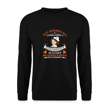 Krankenschwester Krankenpfleger - Unisex Pullover - Schwarz - Vorne - Alina (178cm) & Michal (187cm)