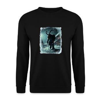 Krampus is looking for children in icy village - Unisex Sweatshirt - black - Front - Alina (178cm) & Michal (187cm)