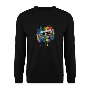 80s Retro Cassette Splash Classic Cassette Tape - Unisex Pullover - Schwarz - Vorne - Alina (178cm) & Michal (187cm)