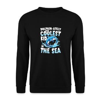 Dolphin-ately The Coolest Kid In The Sea - Unisex Pullover - Schwarz - Vorne - Alina (178cm) & Michal (187cm)