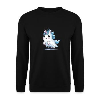 Ghost Unicorn Einhorn Geist Halloween Humor - Unisex Pullover - Schwarz - Vorne - Alina (178cm) & Michal (187cm)