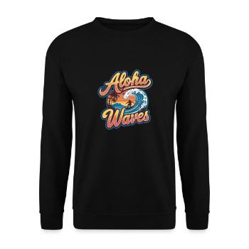 Surfing Erlebnis mit Wellen und Sonne - Unisex Pullover - Schwarz - Vorne - Alina (178cm) & Michal (187cm)