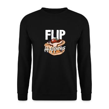 Pancakes Flip Happens Fun Breakfast - Unisex Sweatshirt - black - Front - Alina (178cm) & Michal (187cm)