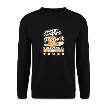 Pancakes: My Superpower Breakfast Tower - Unisex Sweatshirt - black - Front - Alina (178cm) & Michal (187cm)