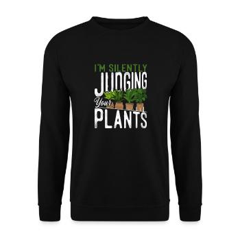 Plant Lover Gardening I'm Silently - Unisex Pullover - Schwarz - Vorne - Alina (178cm) & Michal (187cm)