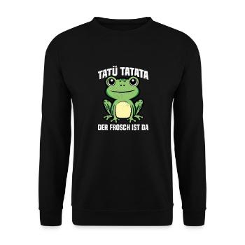 Faschings Kostüm TATÜ TATATA DER FROSCH IST DA - Unisex Pullover - Schwarz - Vorne - Alina (178cm) & Michal (187cm)