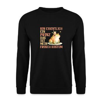 Karneval Frösche BIN EIGENTLICH EIN PRINZ FROSCH - Unisex Pullover - Schwarz - Vorne - Alina (178cm) & Michal (187cm)
