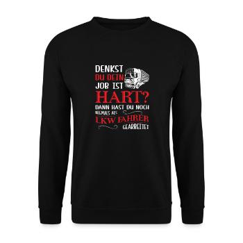 Lkw Fahrer Kraftfahrer LKW-Fahrer - Unisex Pullover - Schwarz - Vorne - Alina (178cm) & Michal (187cm)