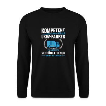 Lkw Fahrer Kraftfahrer LKW-Fahrer - Unisex Pullover - Schwarz - Vorne - Alina (178cm) & Michal (187cm)