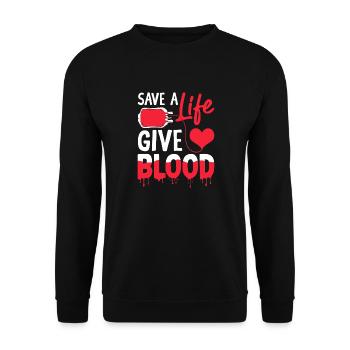 Blood donation saves lives - Unisex Sweatshirt - black - Front - Alina (178cm) & Michal (187cm)