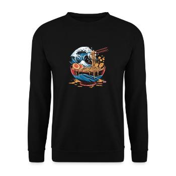 Ramen Wave – Japanese Fusion - Unisex Sweatshirt - black - Front - Alina (178cm) & Michal (187cm)