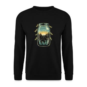 Magische Waldglühwürmchen - Unisex Pullover - Schwarz - Vorne - Alina (178cm) & Michal (187cm)