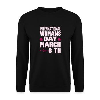 National Women's History Month 2025 Embrace Equity - Unisex Sweatshirt - black - Front - Alina (178cm) & Michal (187cm)
