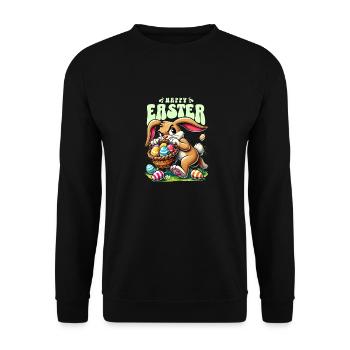 Happy Easter: Playful bunny with Easter eggs - Unisex Sweatshirt - black - Front - Alina (178cm) & Michal (187cm)