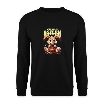 Osterhase Schokolade Genießen - Unisex Pullover - Schwarz - Vorne - Alina (178cm) & Michal (187cm)