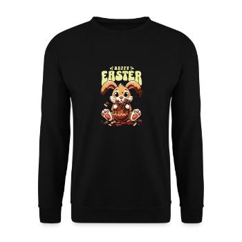 Osterhase Schokolade Genießen - Unisex Pullover - Schwarz - Vorne - Alina (178cm) & Michal (187cm)