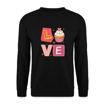 Cupcake Love – L’amour Version Sucrée Mignon - Sweat-shirt Unisexe - noir - Devant - Alina (178cm) & Michal (187cm)