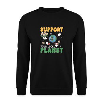 Soutenez votre planète locale - Sweat-shirt Unisexe - noir - Devant - Alina (178cm) & Michal (187cm)