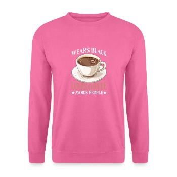 Wears Black Loves Coffee Avoids People - Unisex Pullover - Pink - Vorne