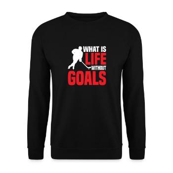 What Is Life Without Goals 34 - Unisex Pullover - Schwarz - Vorne - Alina (178cm) & Michal (187cm)