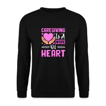 Care is a matter of the heart - Unisex Sweatshirt - black - Front - Alina (178cm) & Michal (187cm)