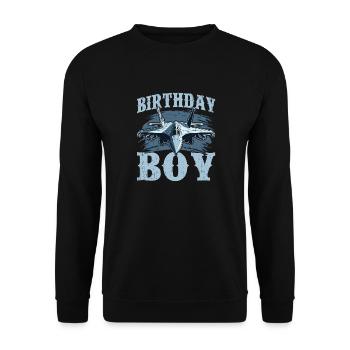 Birthday Boy Fighter Jet Design - Unisex Sweatshirt - black - Front - Alina (178cm) & Michal (187cm)
