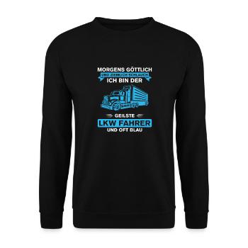Lkw Fahrer Kraftfahrer LKW-Fahrer - Unisex Pullover - Schwarz - Vorne - Alina (178cm) & Michal (187cm)