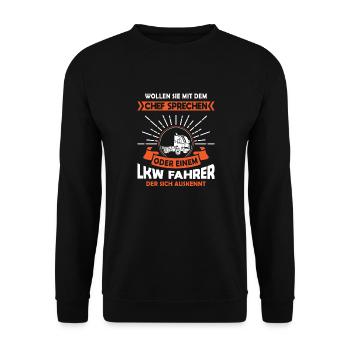 Lkw Fahrer Kraftfahrer LKW-Fahrer - Unisex Pullover - Schwarz - Vorne - Alina (178cm) & Michal (187cm)