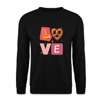 Pretzel Love – Liebe süße und Gourmet Version - Unisex Pullover - Schwarz - Vorne - Alina (178cm) & Michal (187cm)