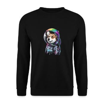 Astronaut Corgi Hund Abenteuer Spaß - Unisex Pullover - Schwarz - Vorne - Alina (178cm) & Michal (187cm)
