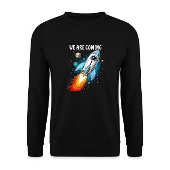 ROCKET WE ARE COMING - Unisex Sweatshirt - black - Front - Alina (178cm) & Michal (187cm)